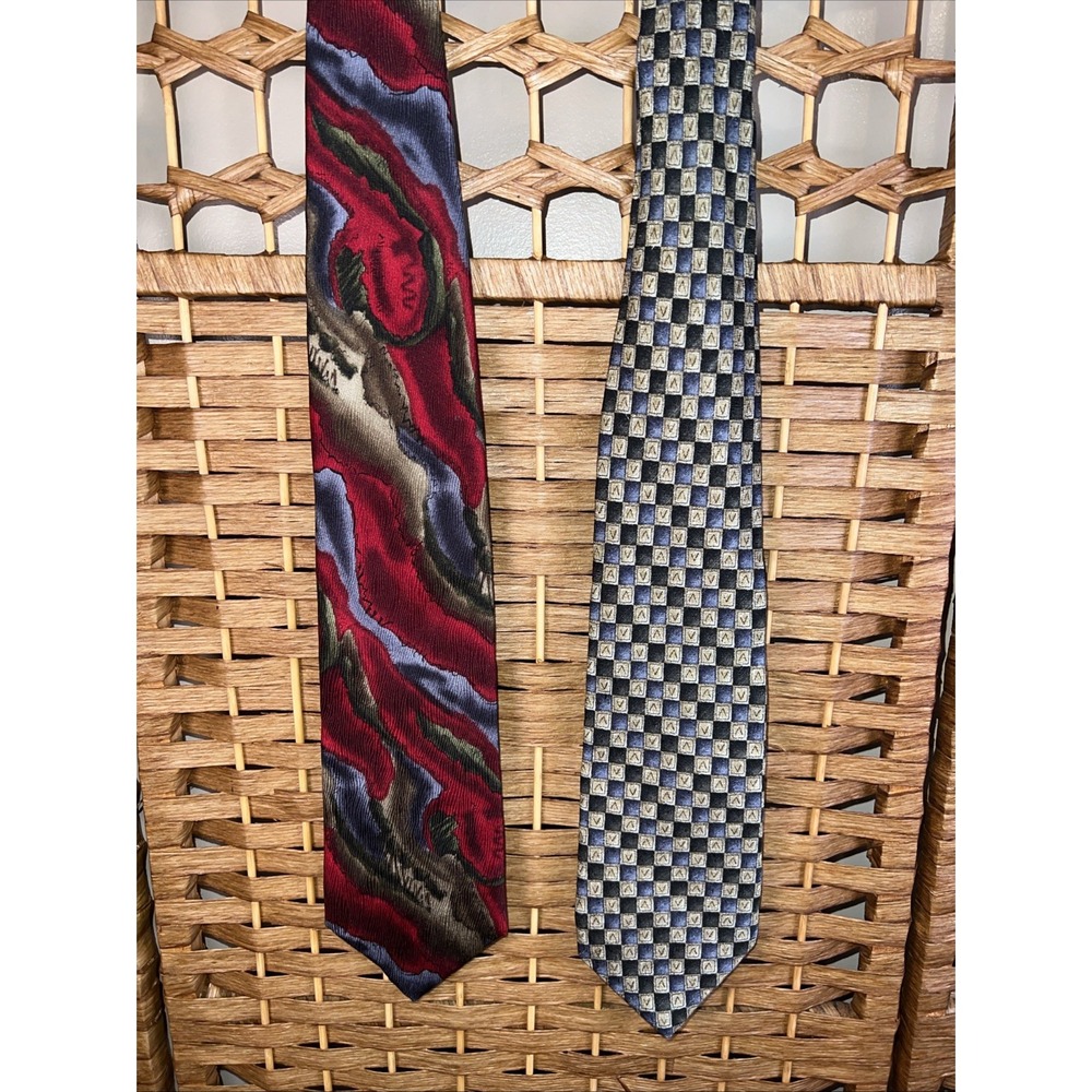 2 Jimmy V Mens Neck Ties "The V Foundation" Amazing Colors 57" Art Deco